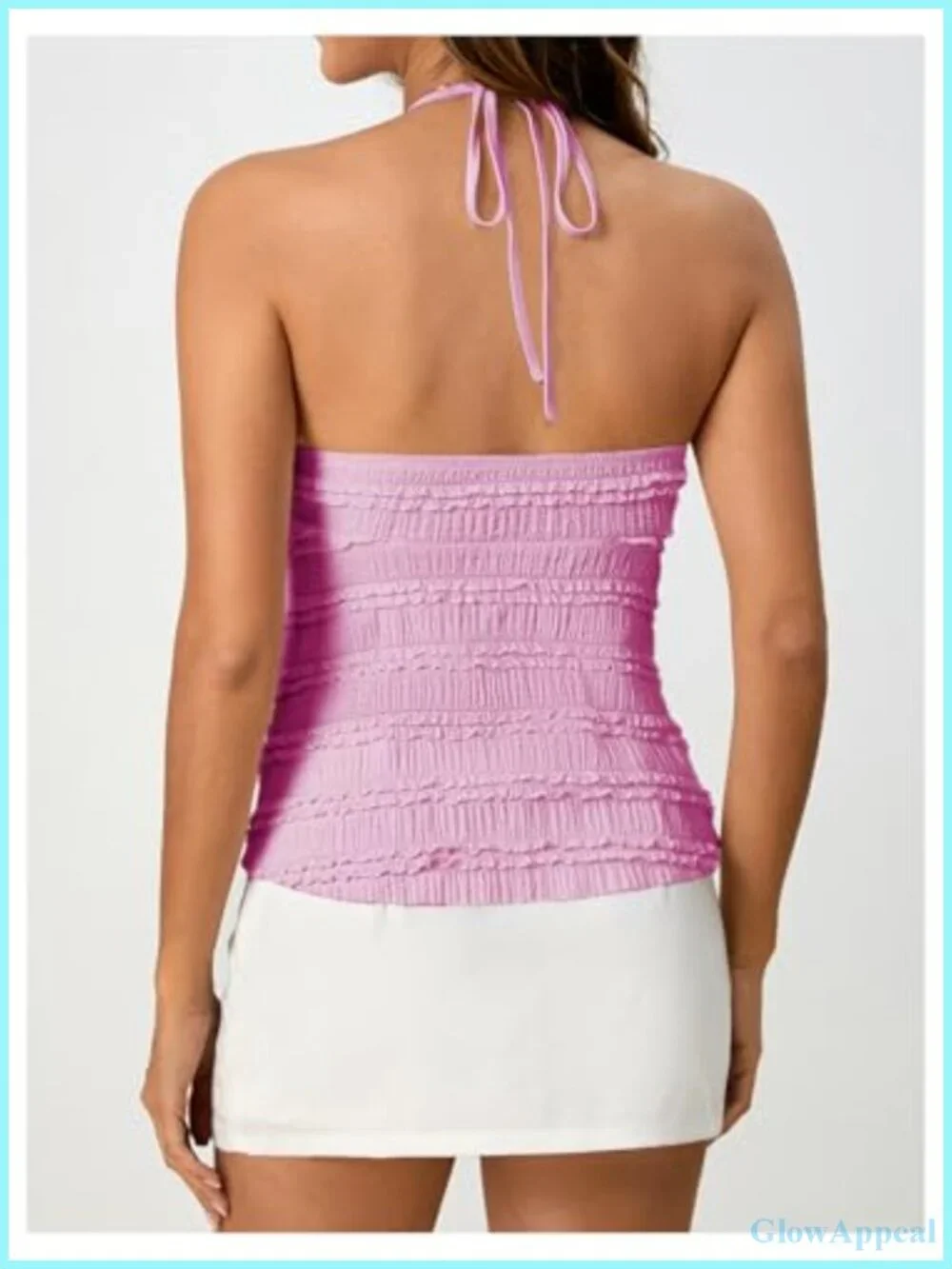 Peplum Halter Crop Top Y2K Drawstring Tie Ruched Spaghetti Strap Cami